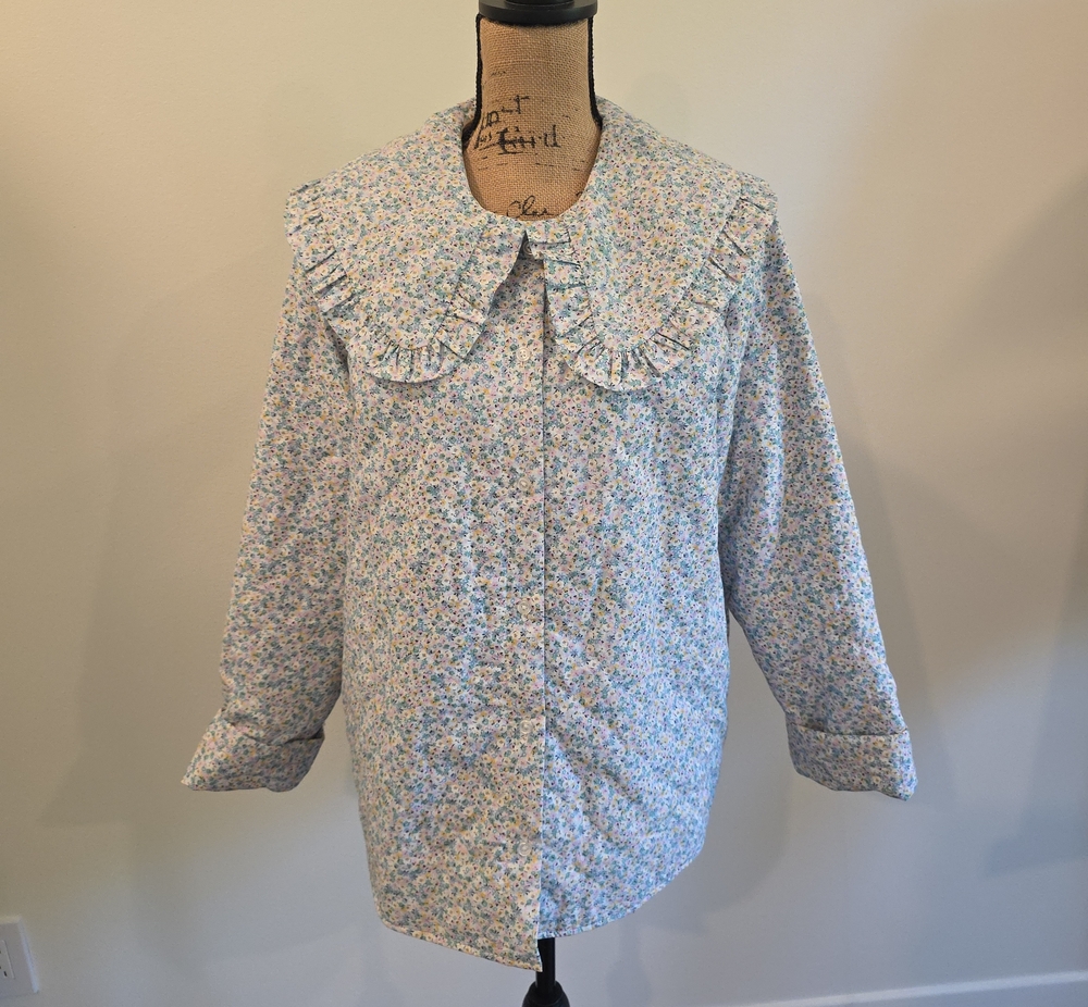 H&M Pastel Floral Ruffle-Collar Puffer Jacket - Picture 4 of 13
